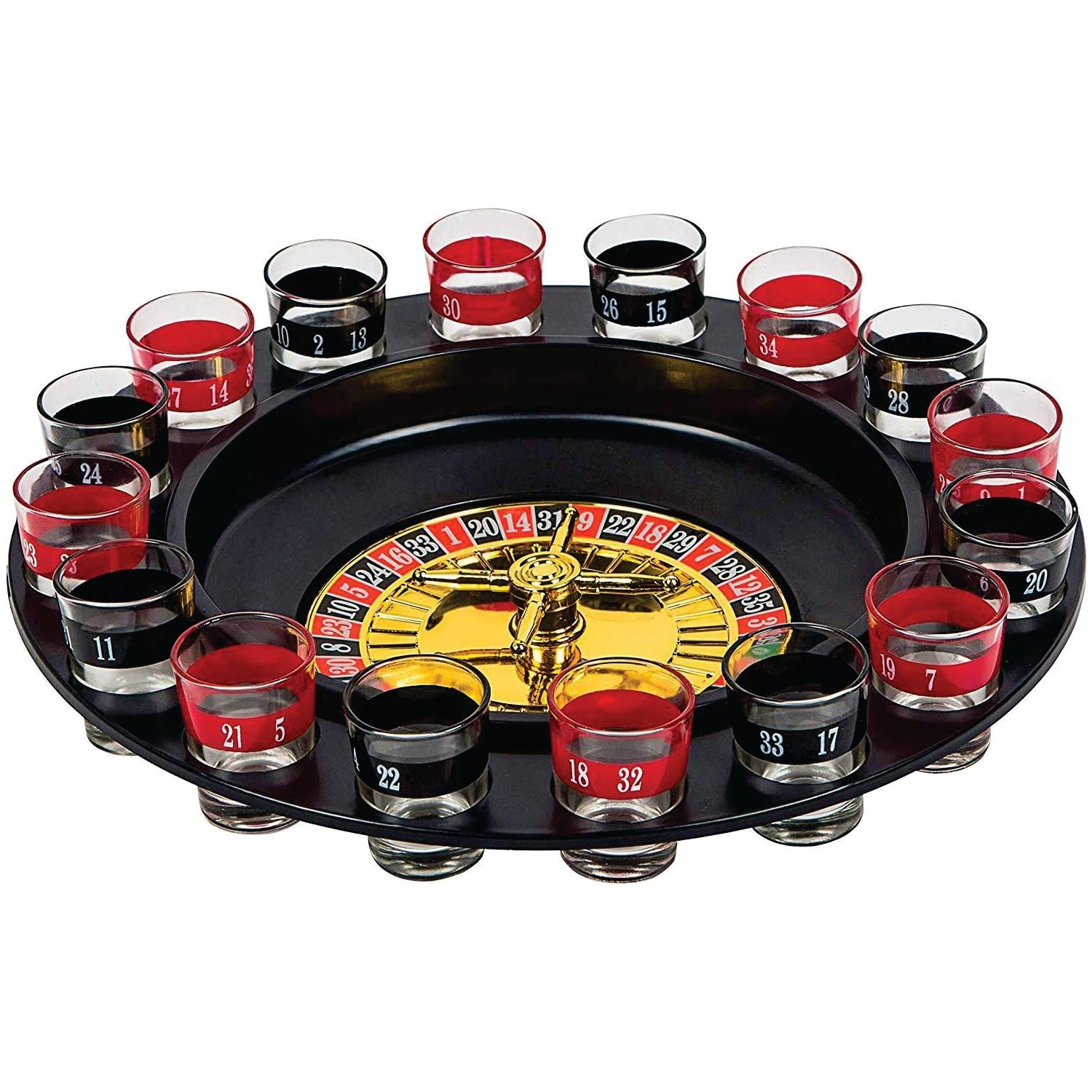 Casino-inspired roulette drinking game for adult parties and game nights.
