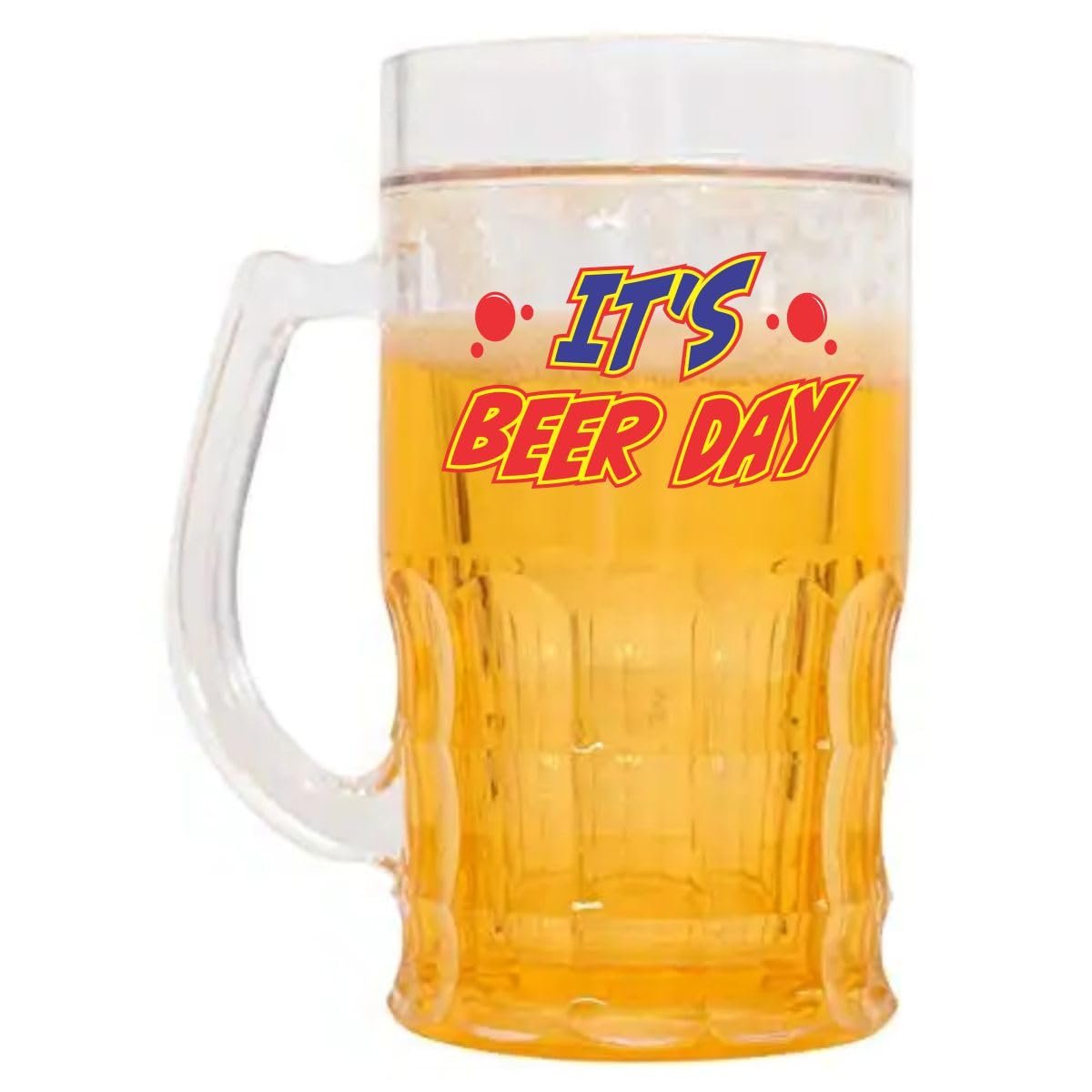 Chiller Beer Mug 350 ml | Double Wall Freezing Gel Inside | Transparent Glass Mug - Its Beer Day - Image 2
