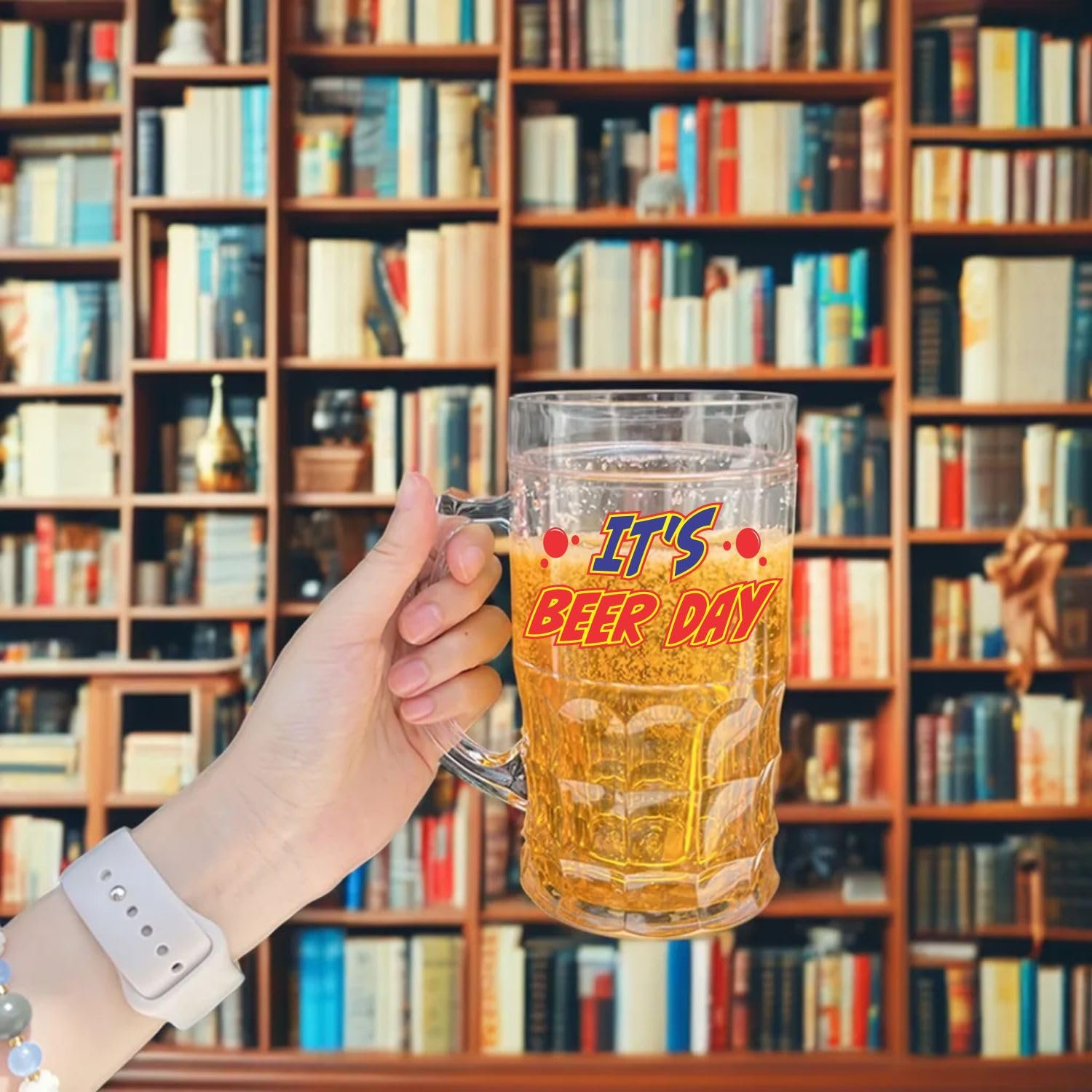 Chiller Beer Mug 350 ml | Double Wall Freezing Gel Inside | Transparent Glass Mug - Its Beer Day - Image 3