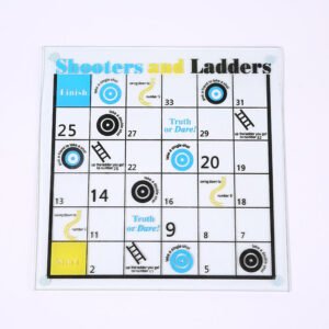 Shot Quest Shooters & Ladders Drinking Game Set – 6 Shot Glasses with Glass Board