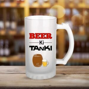 Transparent Beer Glass 450 ml with Printed Funny Quotes - Beer Ki Tanki
