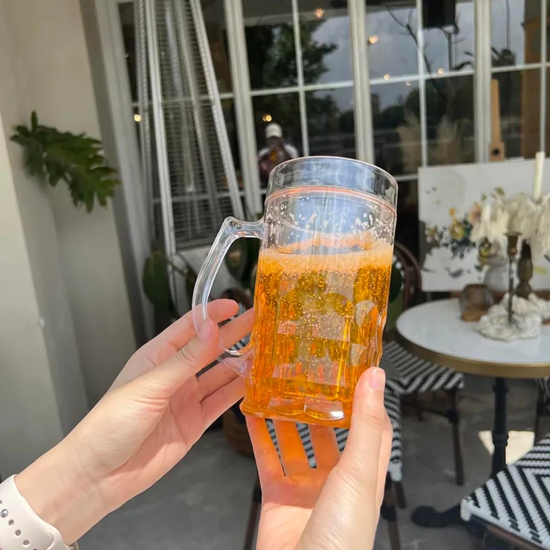 Chiller Beer Mug | 350 ml Double Wall Freezing Gel Glass | Transparent Freezer Mug | Keeps Drinks Ice Cold Longer | Reusable Chilled Mug for Beer, Juice, Soda & Home Bar Party - Image 2