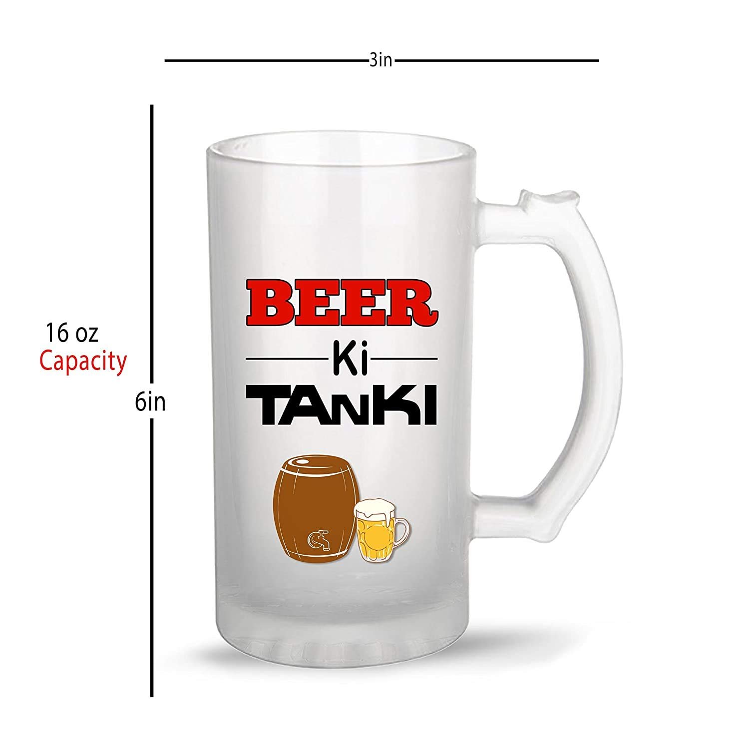 Transparent Beer Glass 450 ml with Printed Funny Quotes - Beer Ki Tanki - Image 3