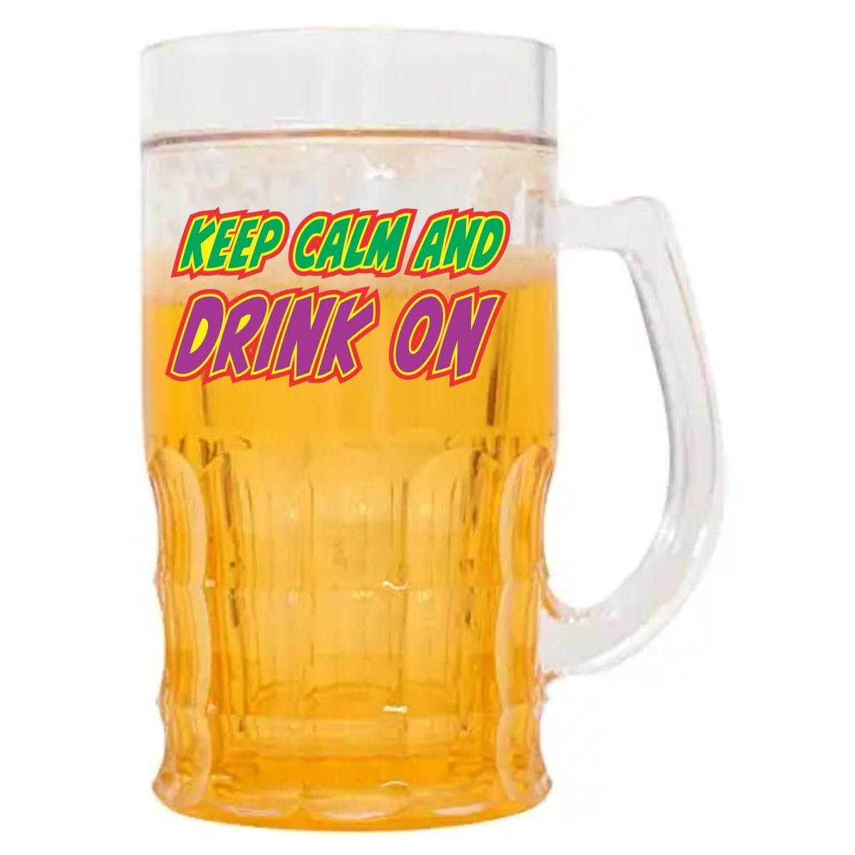 Chiller 350 ml Beer Mug | Double Wall Freezing Gel Inside | Transparent Mug – Keep Calm & Drink On
