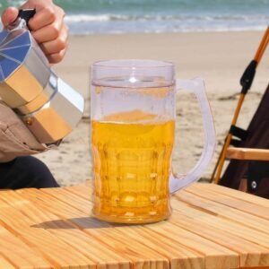Chiller Beer Mug | 350 ml Double Wall Freezing Gel Glass | Transparent Freezer Mug | Keeps Drinks Ice Cold Longer | Reusable Chilled Mug for Beer, Juice, Soda & Home Bar Party