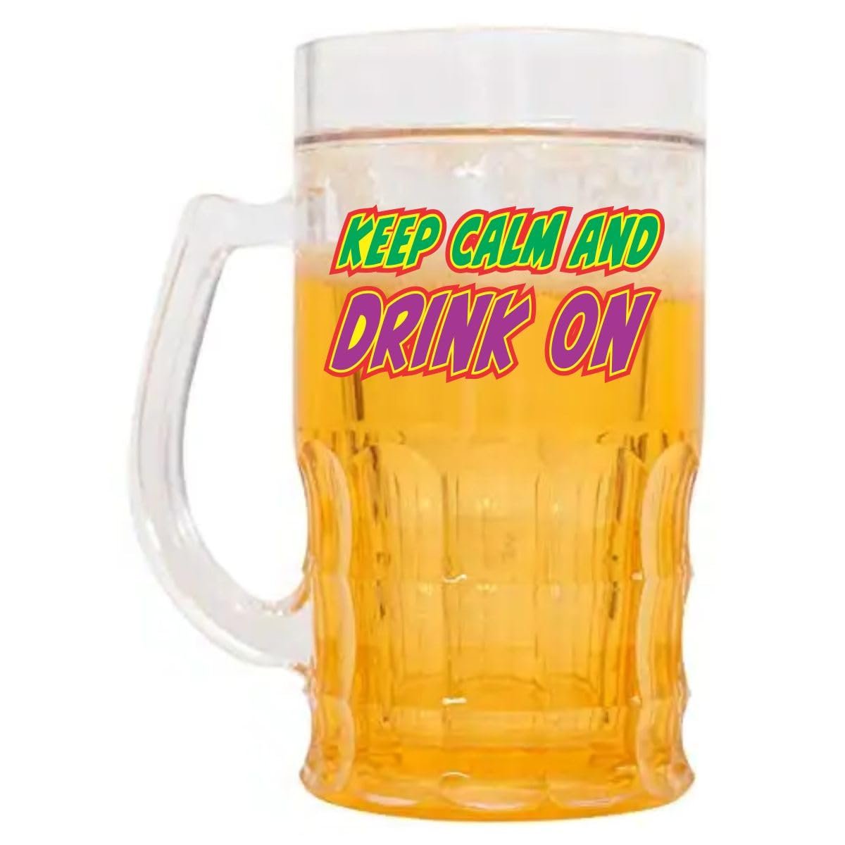 Chiller 350 ml Beer Mug | Double Wall Freezing Gel Inside | Transparent Mug - Keep Calm & Drink On - Image 2