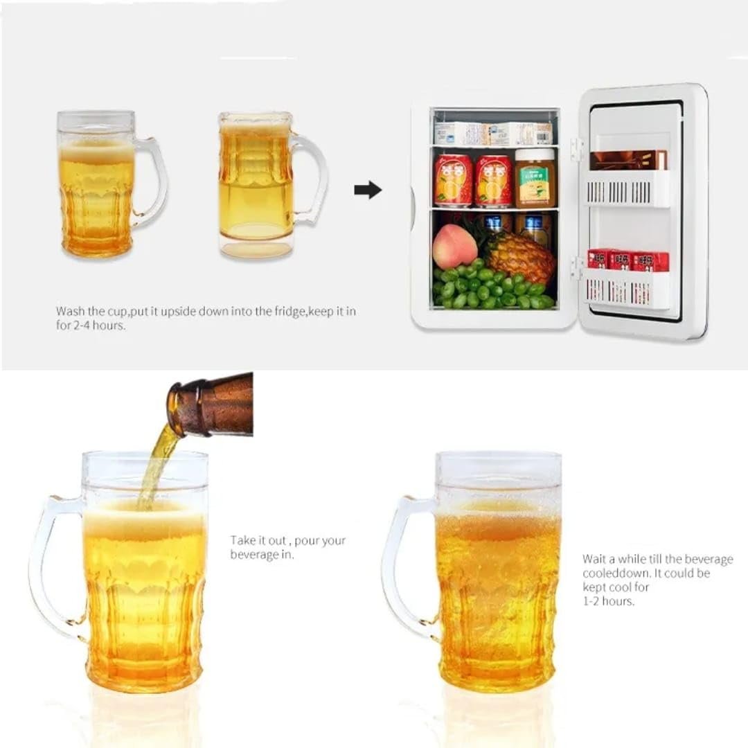 Chiller Beer Mug | 350 ml Double Wall Freezing Gel Glass | Transparent Freezer Mug | Keeps Drinks Ice Cold Longer | Reusable Chilled Mug for Beer, Juice, Soda & Home Bar Party - Image 5