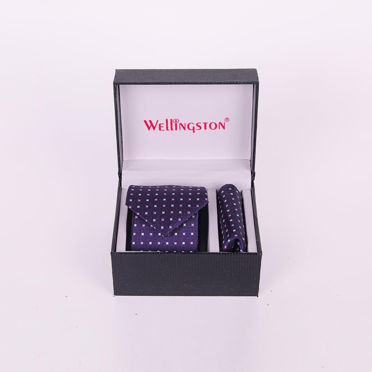 Wellingston Purple Texture Tie For Men – Formal Ties With Pocket Square, MicroPoly Neckties Gift Sets For Men’s