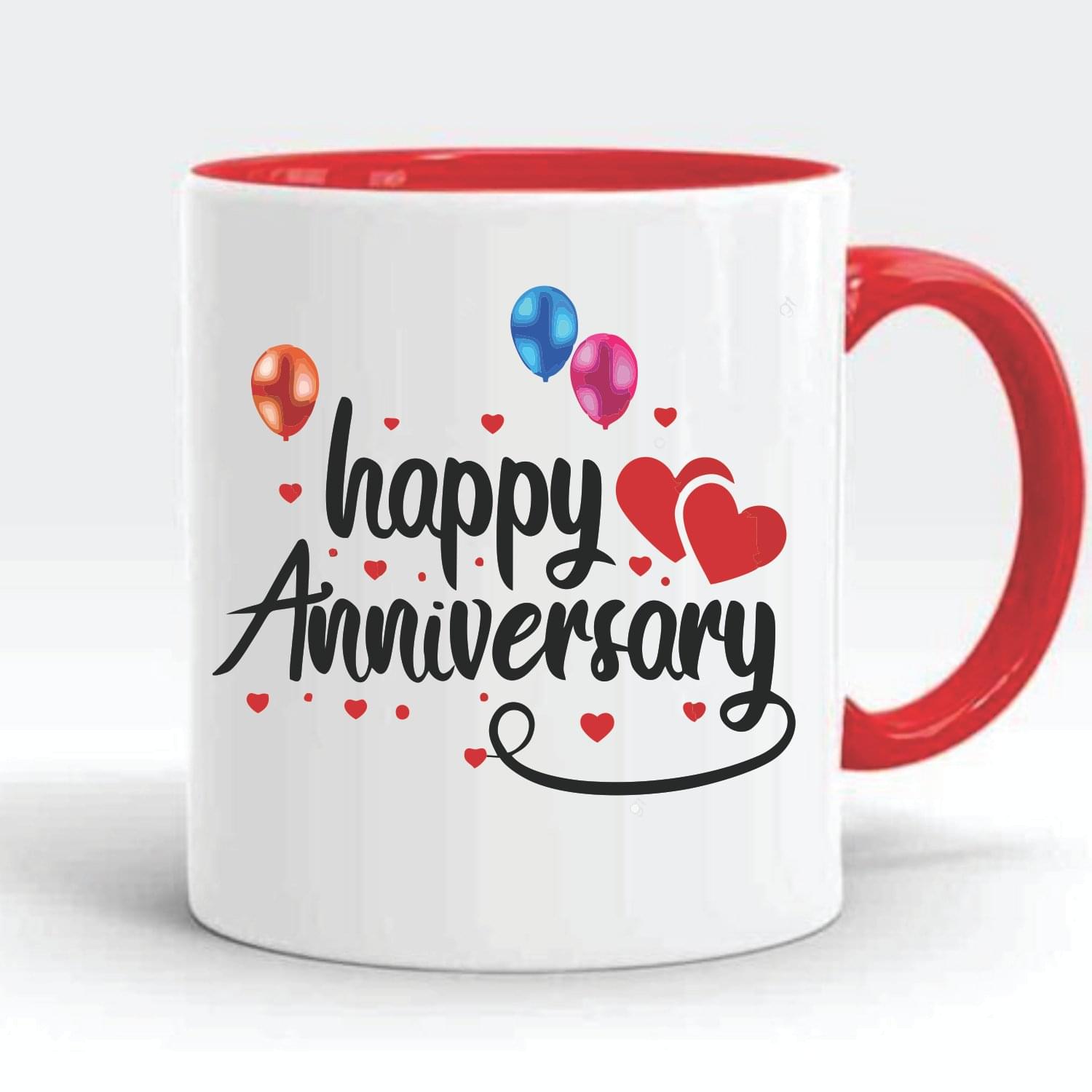 Wellingston Happy Anniversary 2 Printed Ceramic Coffee Mug | Stylish & Durable Cup for Tea, Coffee, or Milk | Dishwasher & Microwave Safe Mug Ideal for Home, Office Use, Gifting or Everyday Use