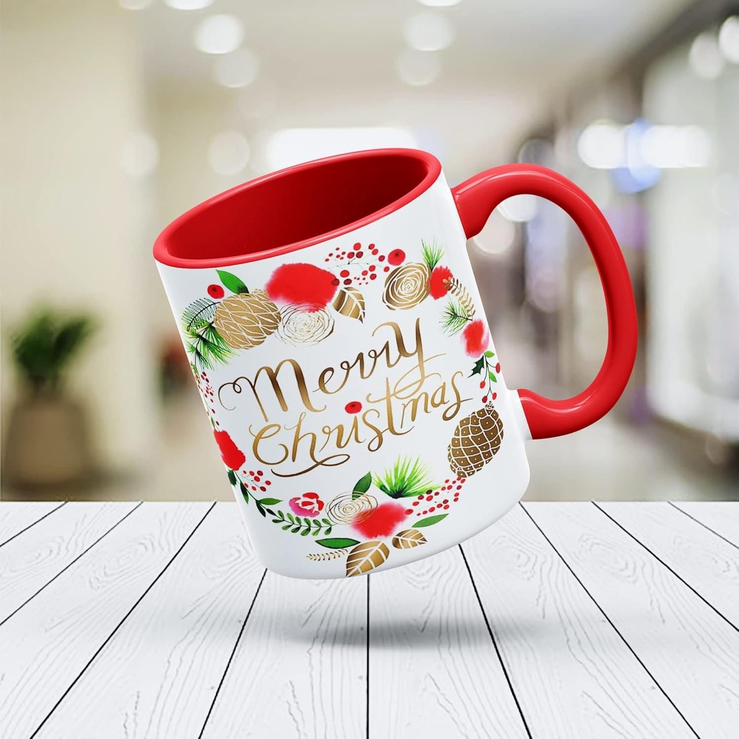 Wellingston “Merry Christmas Printed Mug Gift for Anyone On Christmas and New Year| Christmas Gift | Pack of 01, 350ml (Merry Christmas)