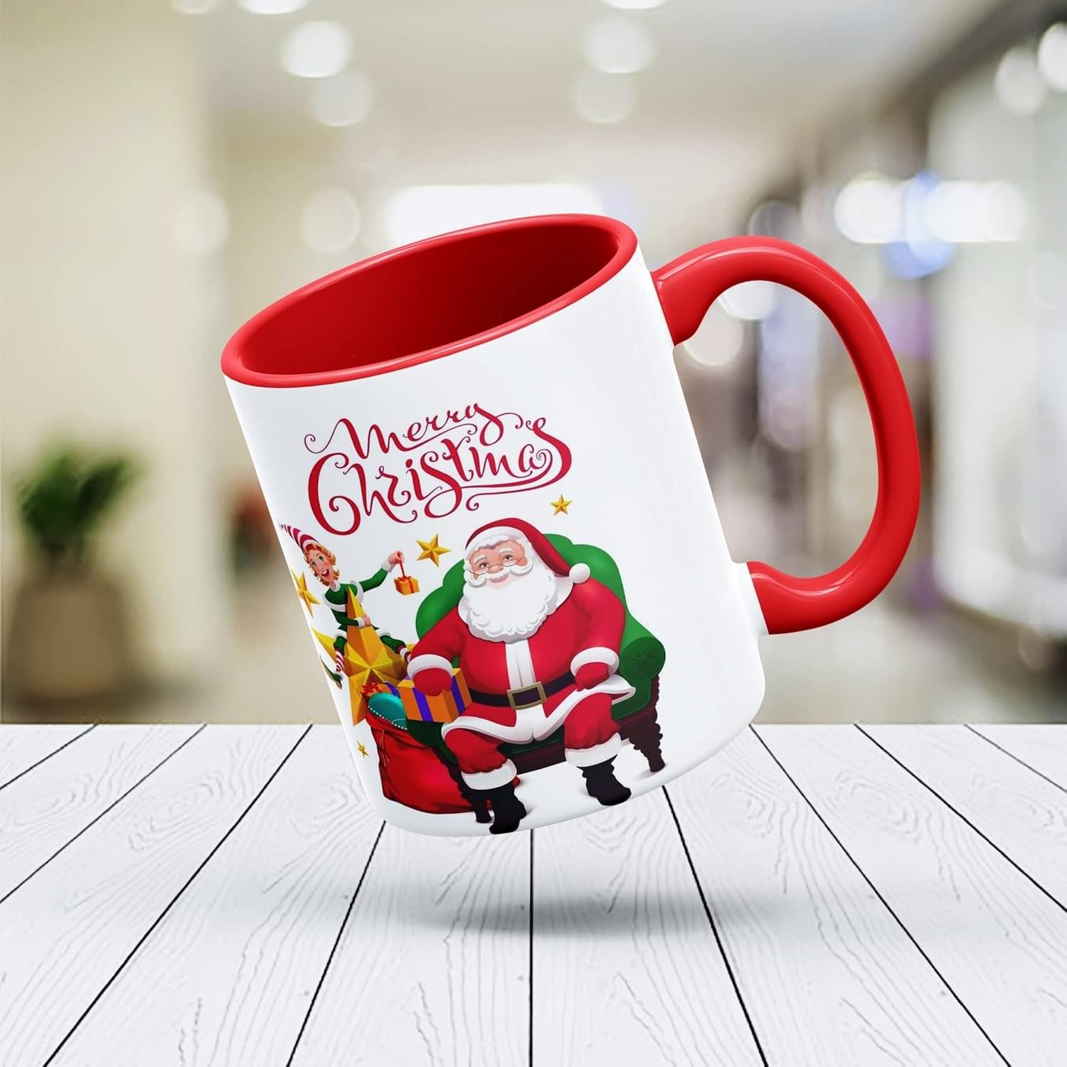 Wellingston “Merry Christmas Printed Mug Gift for Anyone On Christmas and New Year| Christmas Gift | Pack of 01, 350ml (Merry Christmas)