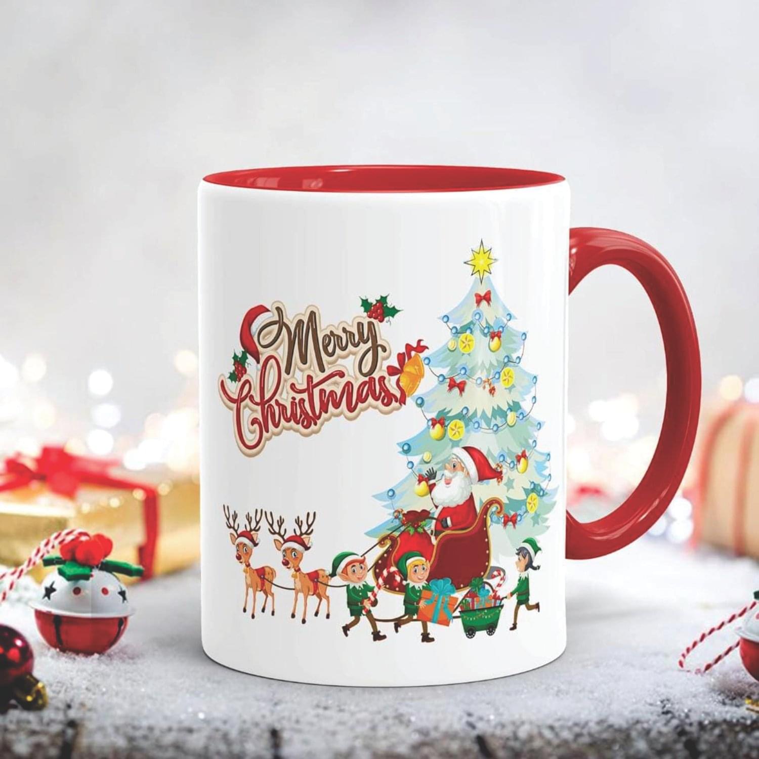 Wellingston “Merry Christmas Printed Mug Gift for Anyone On Christmas and New Year| Christmas Gift | Pack of 01, 350ml (Merry Christmas)