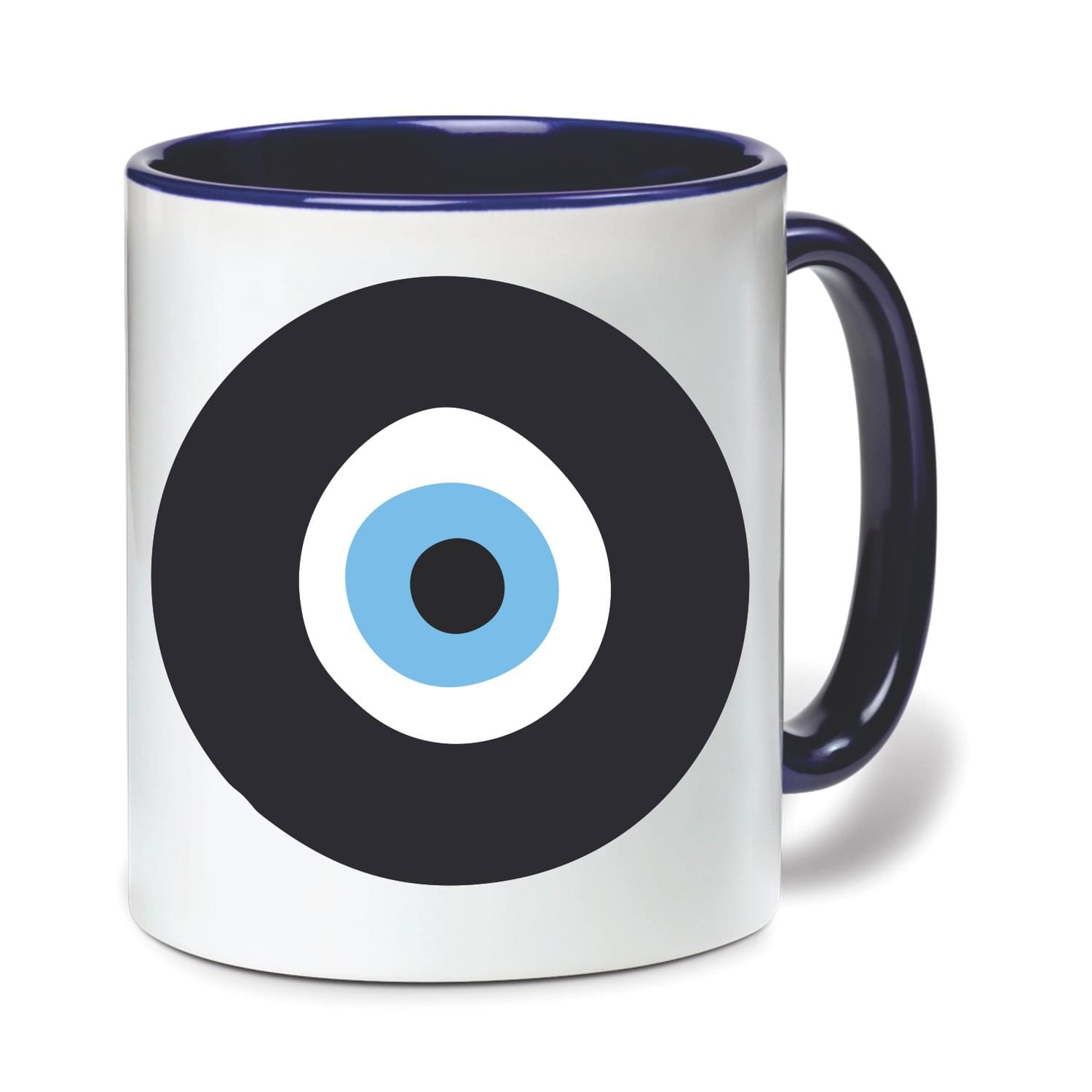 Wellingston Stylish Evil Eye Printed Ceramic Coffee Mug for Home and Office Use | Microwave and Dishwasher Safe, Sturdy Ceramic Build Mugs | Ideal for Gifting