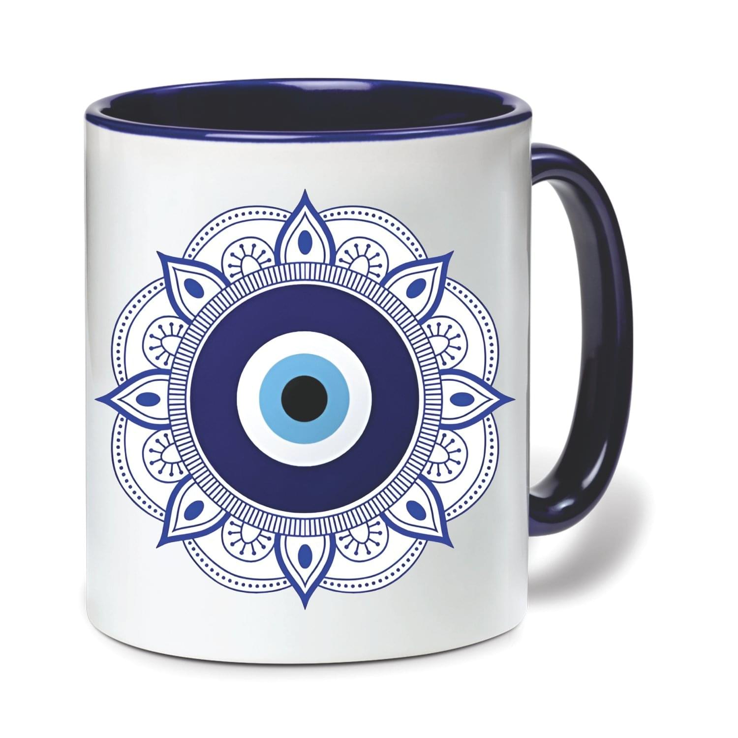 Wellingston Stylish Evil Eye Printed Ceramic Coffee Mug for Home and Office Use | Microwave and Dishwasher Safe, Sturdy Ceramic Build Mugs | Ideal for Gifting